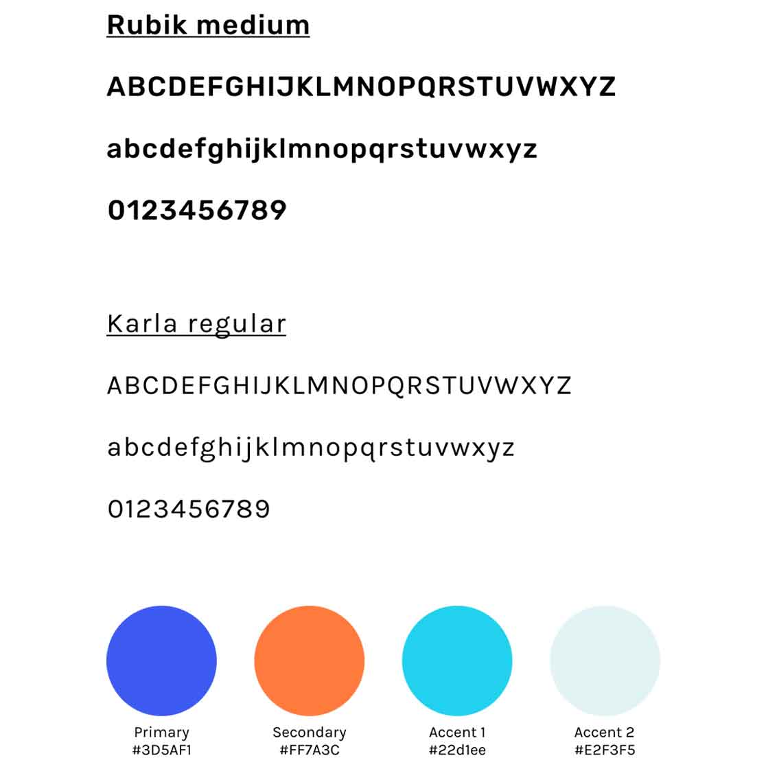 Color and Fonts used